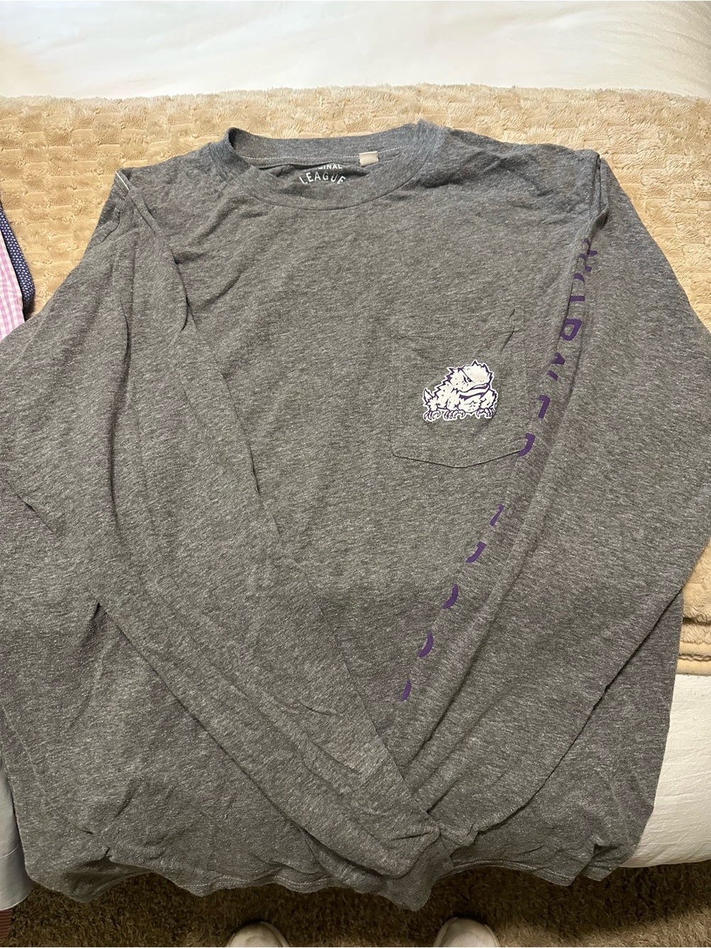 Texas Christian University (TCU)  Gray Long Sleeve with Pocket